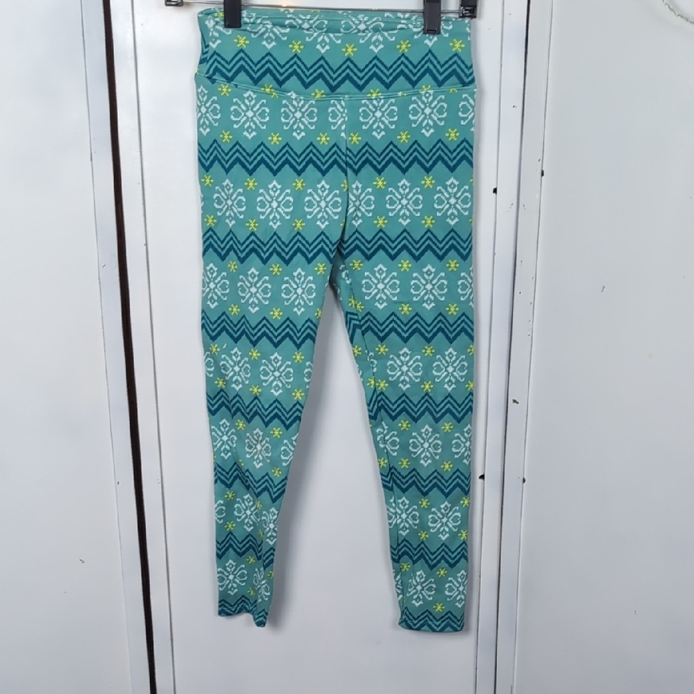 SO Kids Blue and Green Patterned Leggings